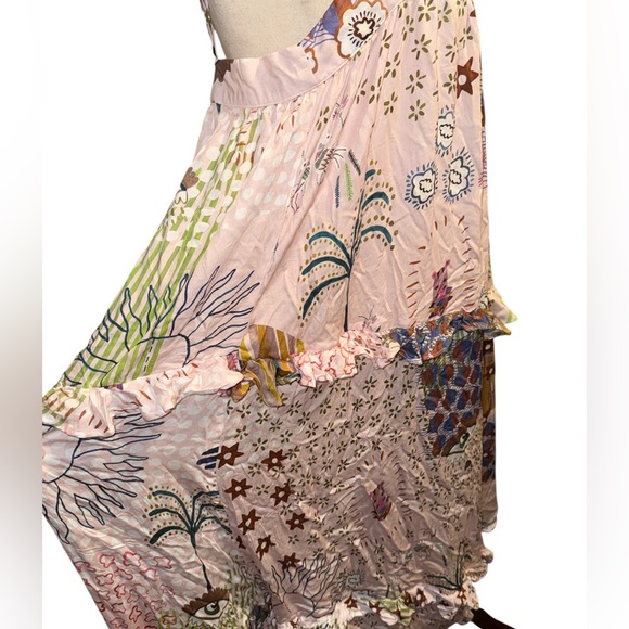 Anthropologie X Asha Eleven Pink and White Maxi Ruffle Dress - Picture 4 of 5